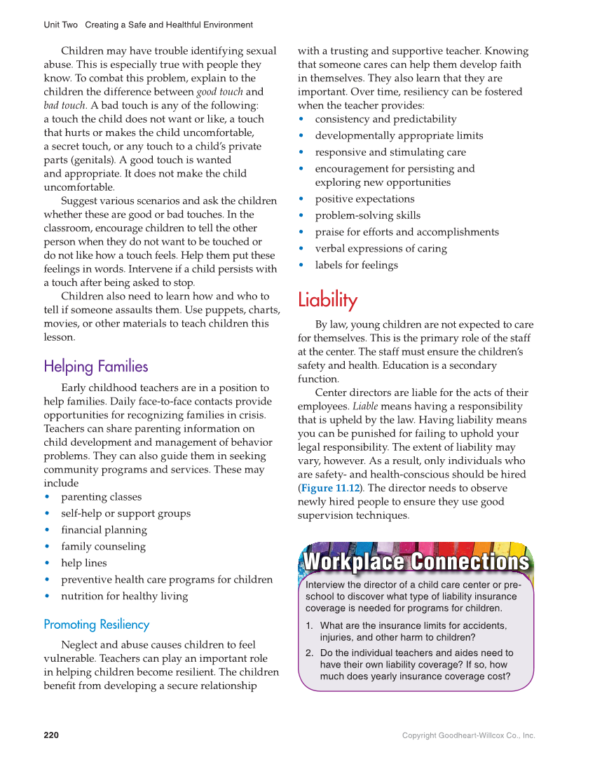 Working with Young Children, 9th Edition page 220