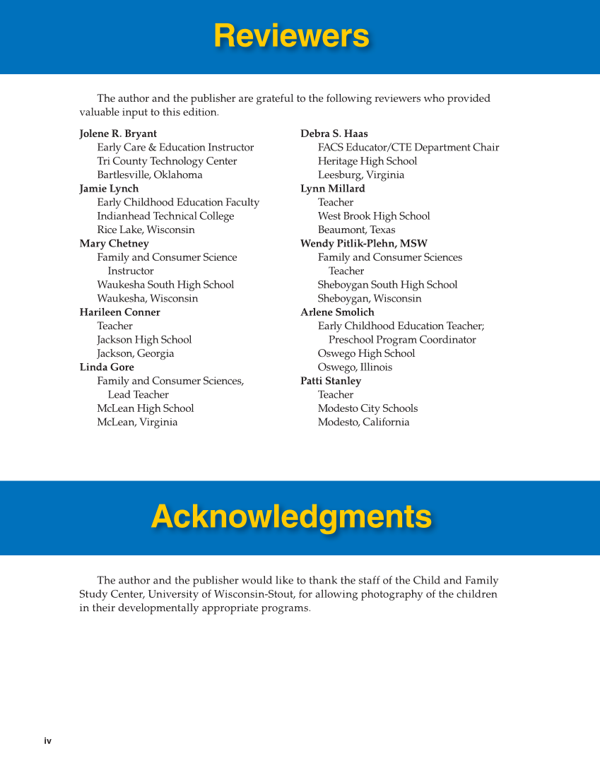 Working with Young Children, 9th Edition page iv