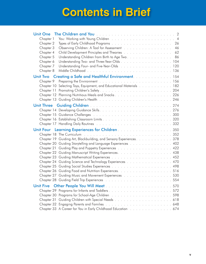 Working with Young Children, 9th Edition page v