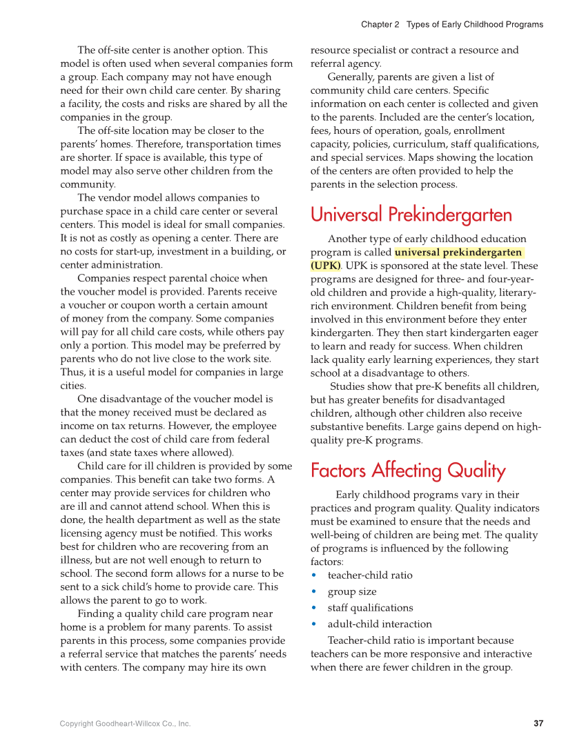 Working with Young Children, 9th Edition page 37