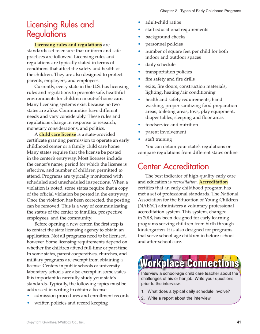 Working with Young Children, 9th Edition page 41