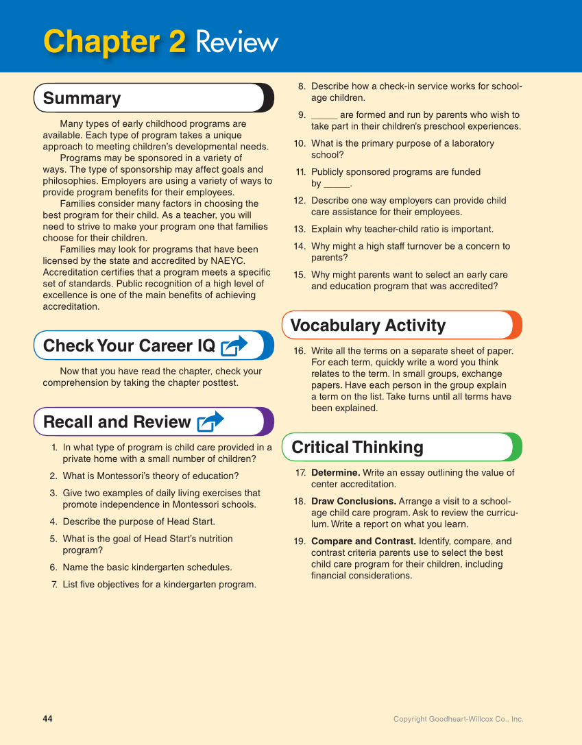 Working with Young Children, 9th Edition page 44