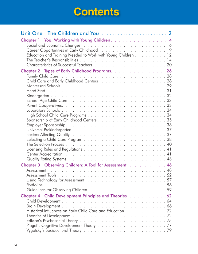 Working with Young Children, 9th Edition page vi