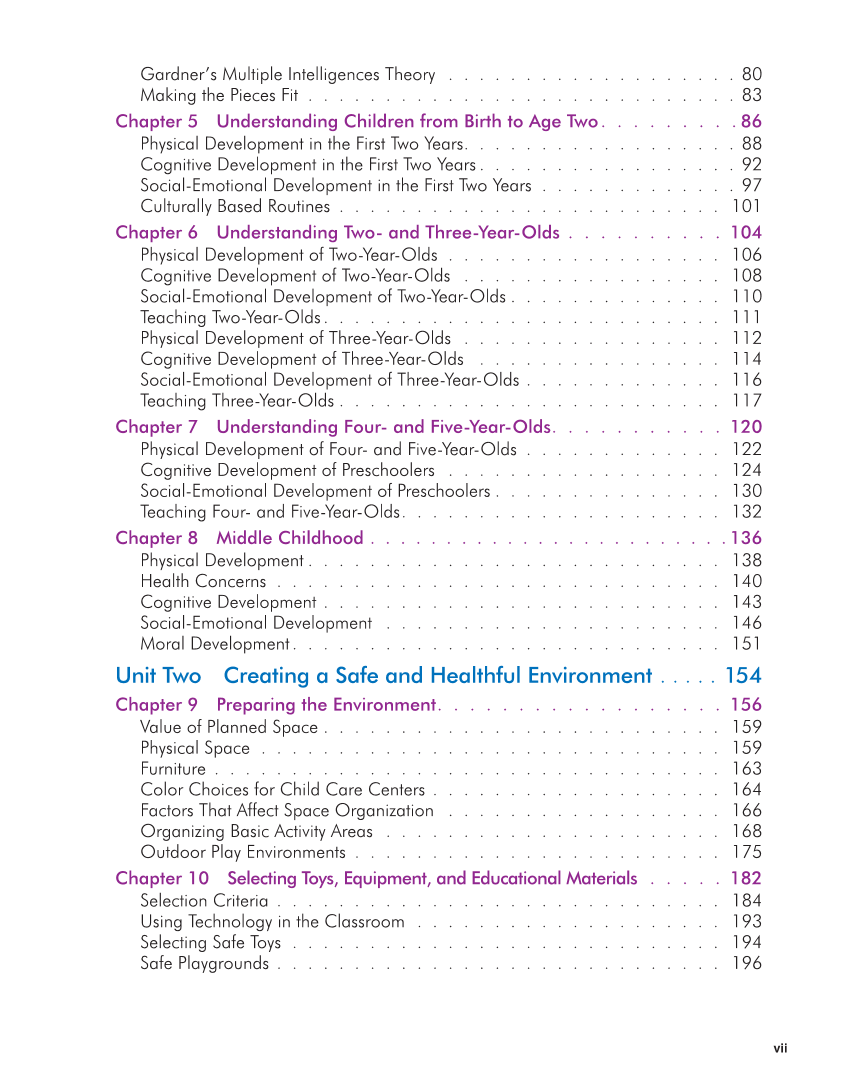 Working with Young Children, 9th Edition page vii