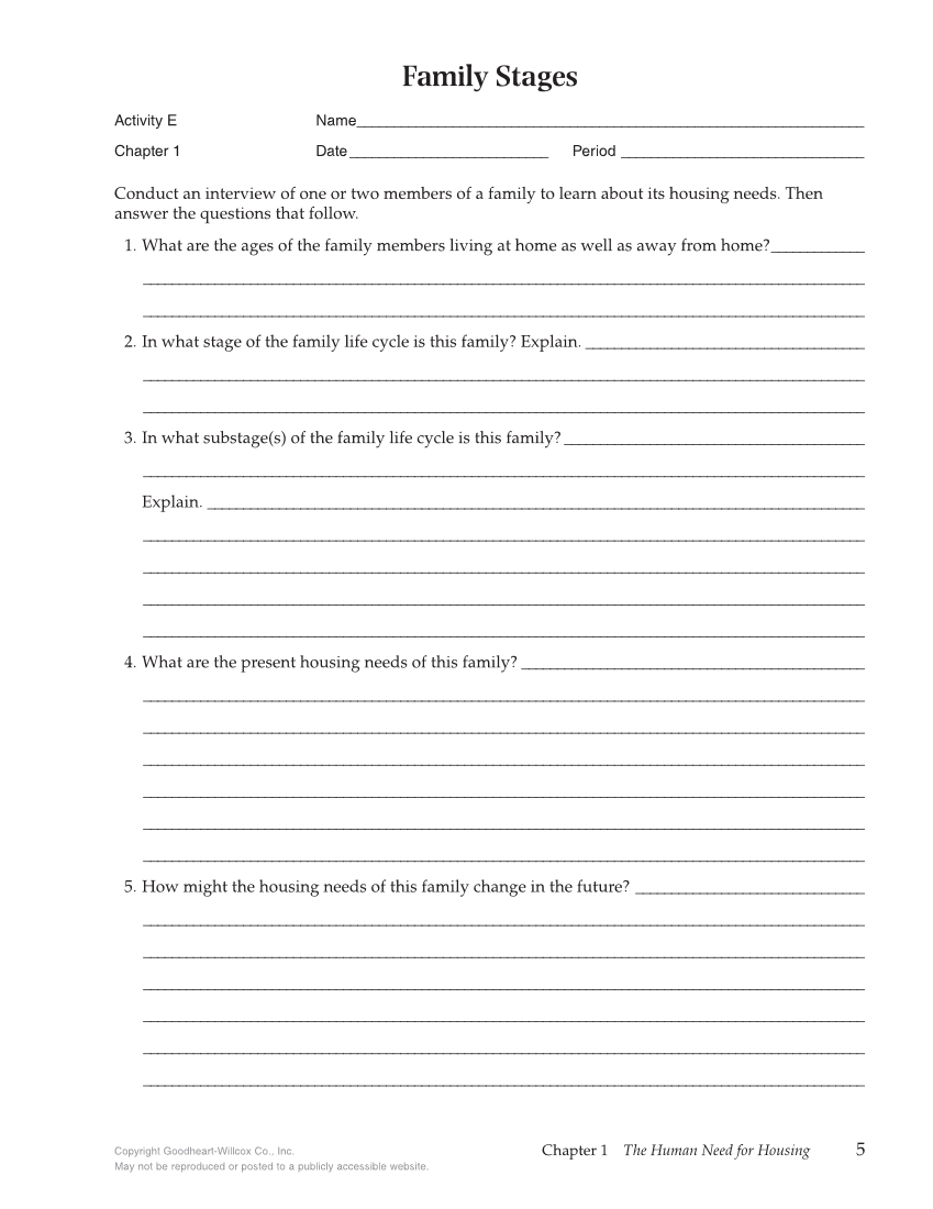 Housing and Interior Design, 11th Edition, Workbook page 5