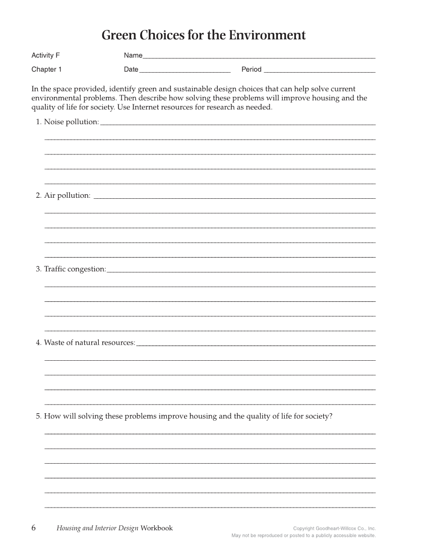 Housing and Interior Design, 11th Edition, Workbook page 6