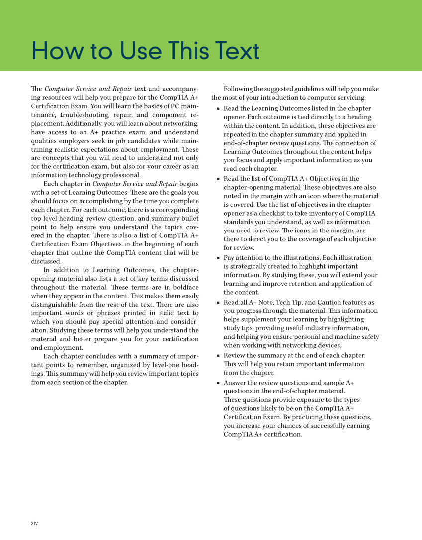 Computer Service and Repair, 5th Edition page 14