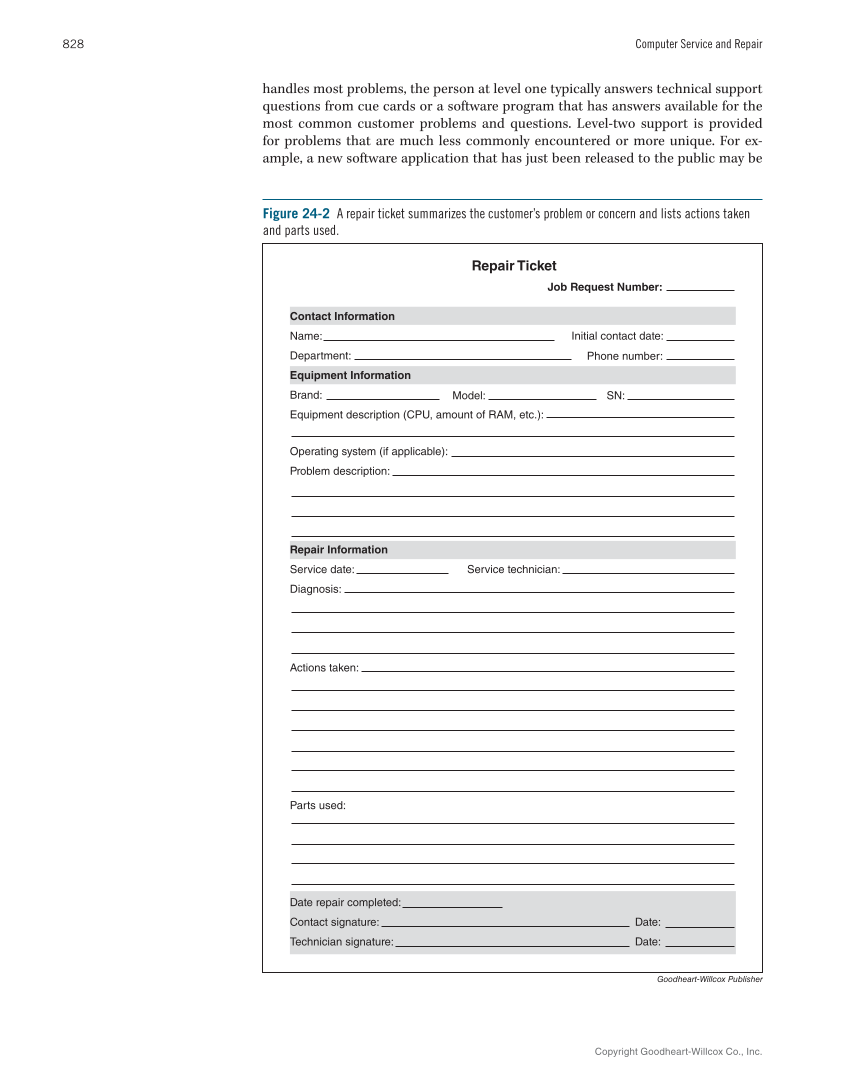 Computer Service and Repair, 5th Edition page 846