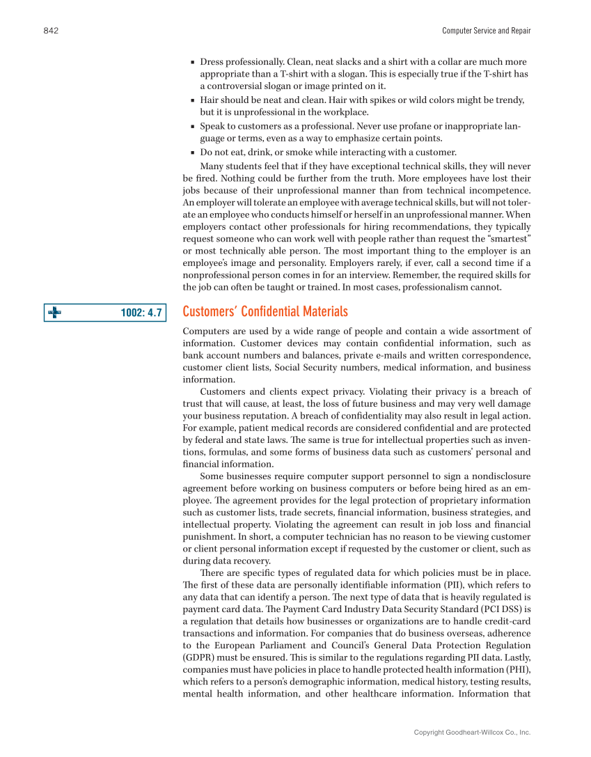 Computer Service and Repair, 5th Edition page 860