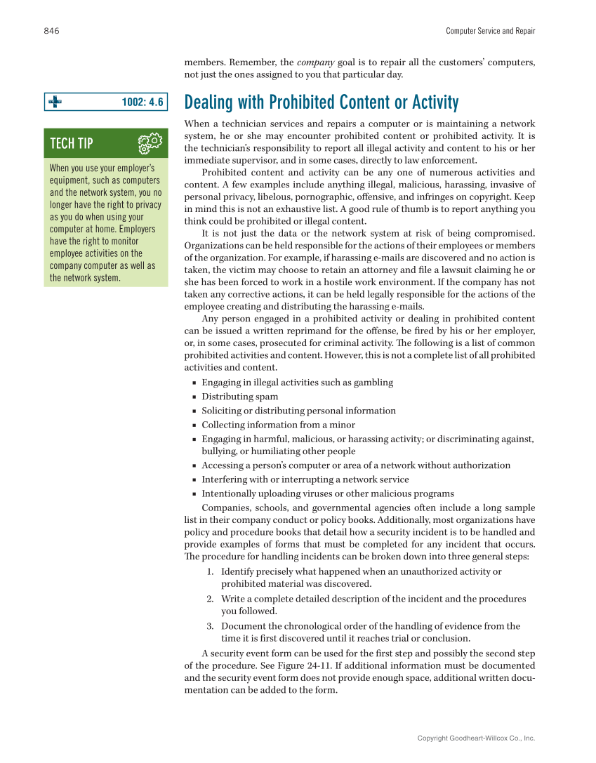 Computer Service and Repair, 5th Edition page 864