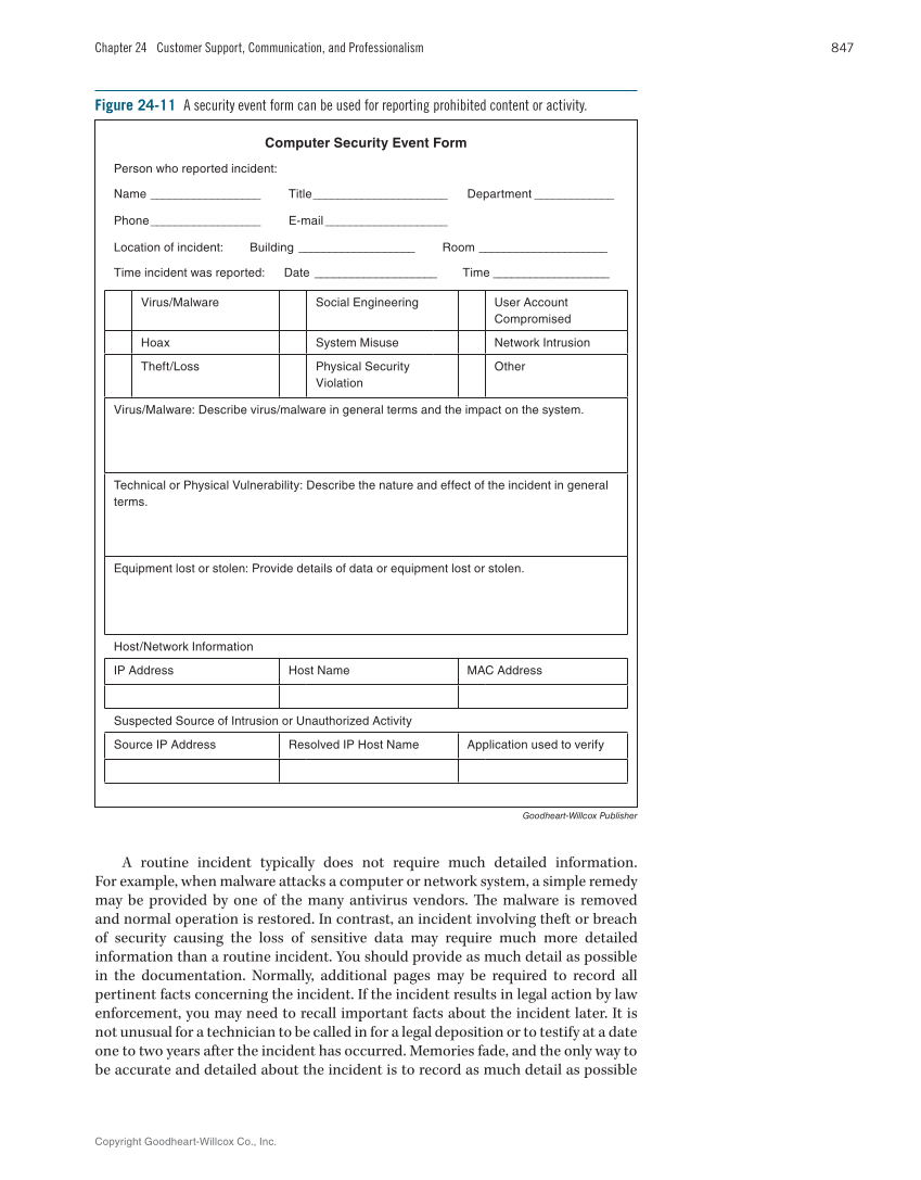 Computer Service and Repair, 5th Edition page 865