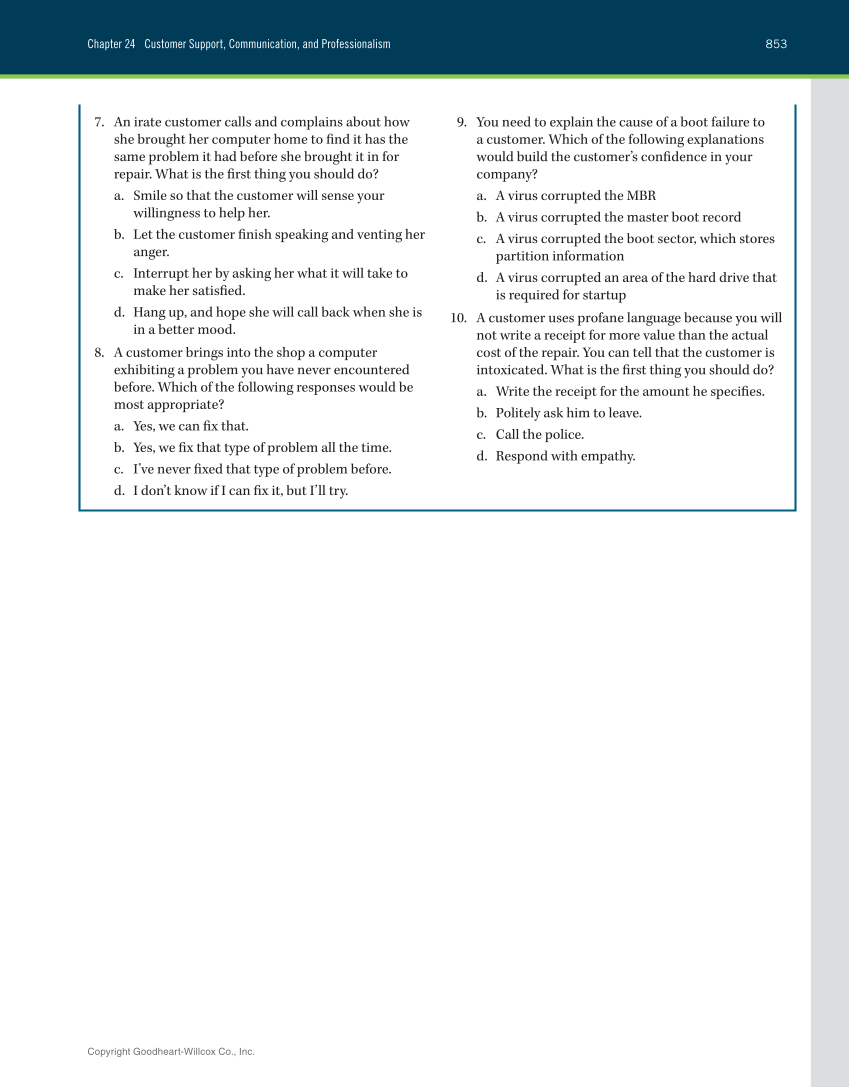 Computer Service and Repair, 5th Edition page 871