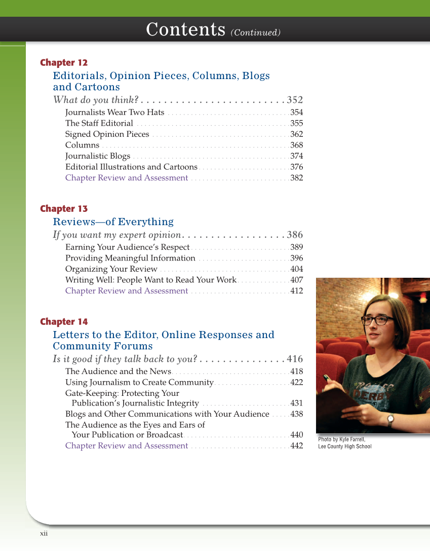 Journalism: Publishing Across Media, 2nd Edition page xii