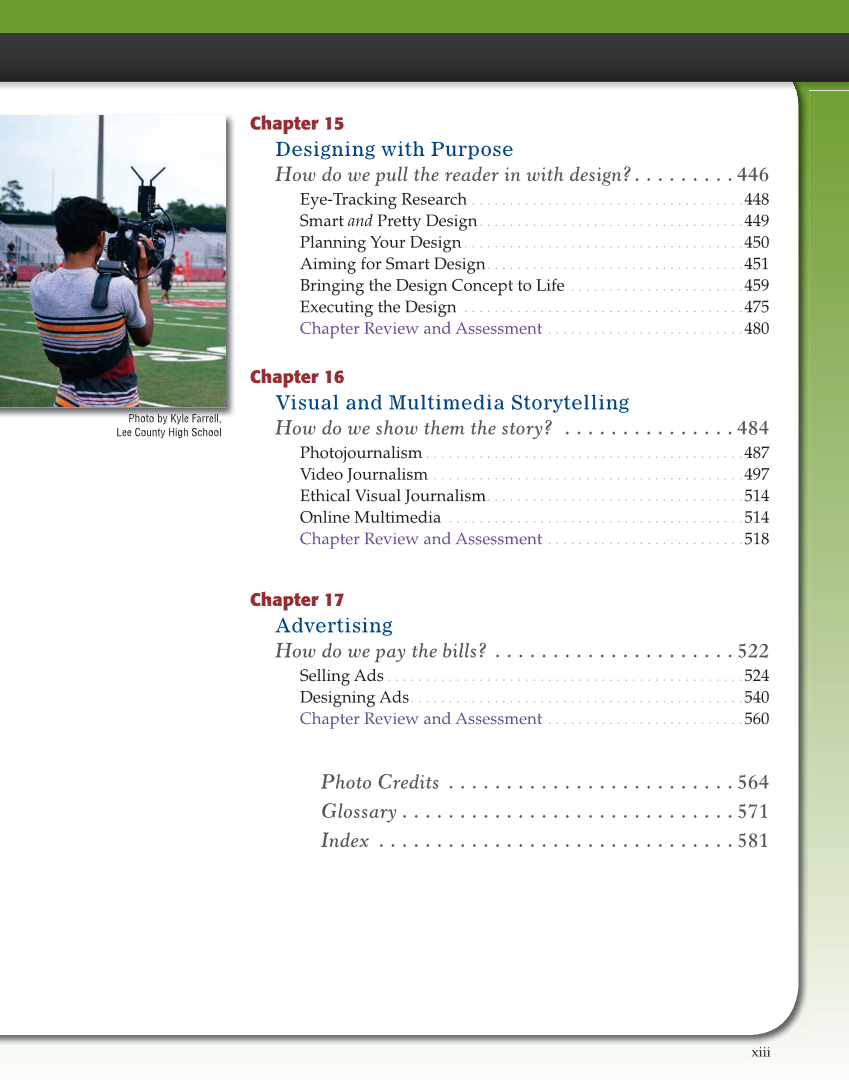 Journalism: Publishing Across Media, 2nd Edition page xiii