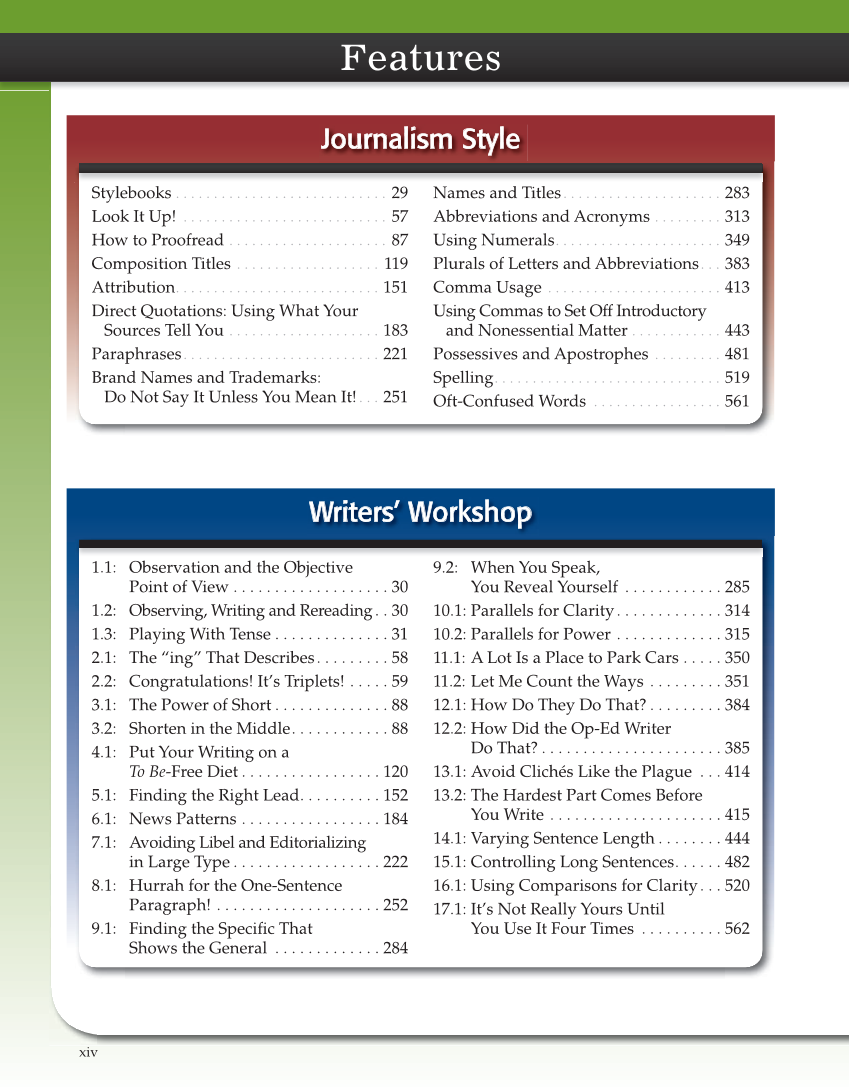Journalism: Publishing Across Media, 2nd Edition page xiv