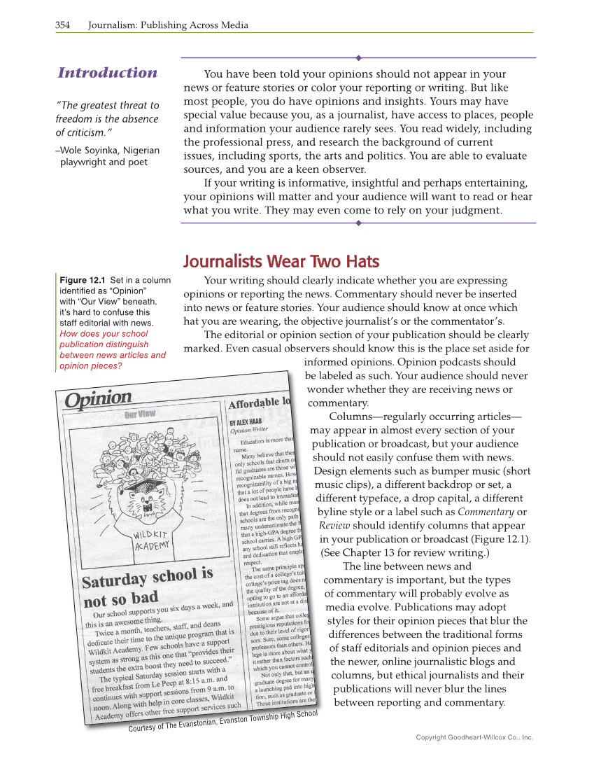 Journalism: Publishing Across Media, 2nd Edition page 354