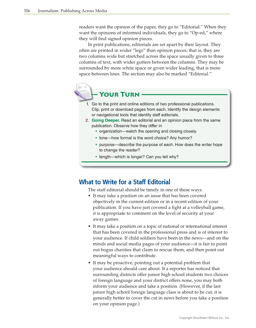 Journalism: Publishing Across Media, 2nd Edition page 356