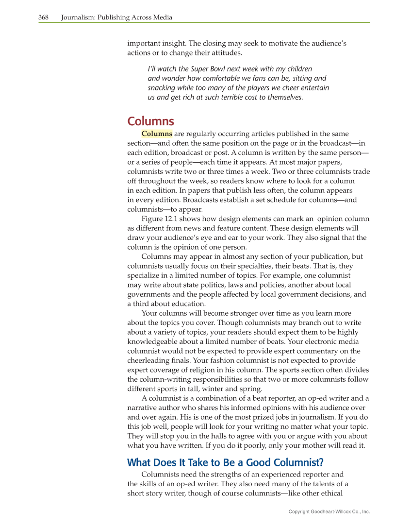 Journalism: Publishing Across Media, 2nd Edition page 368