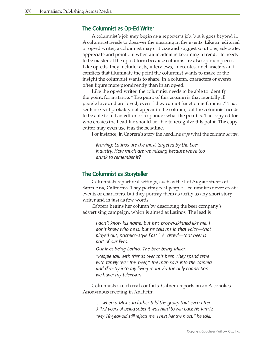 Journalism: Publishing Across Media, 2nd Edition page 370