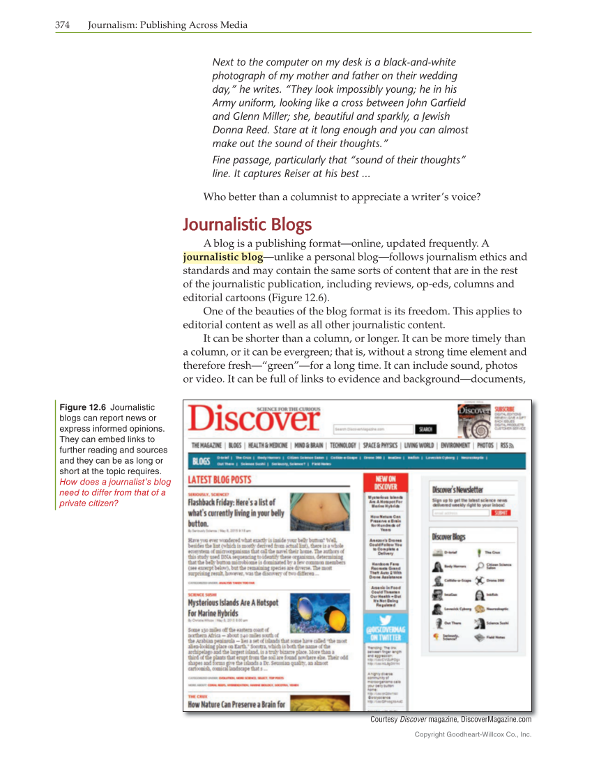 Journalism: Publishing Across Media, 2nd Edition page 374