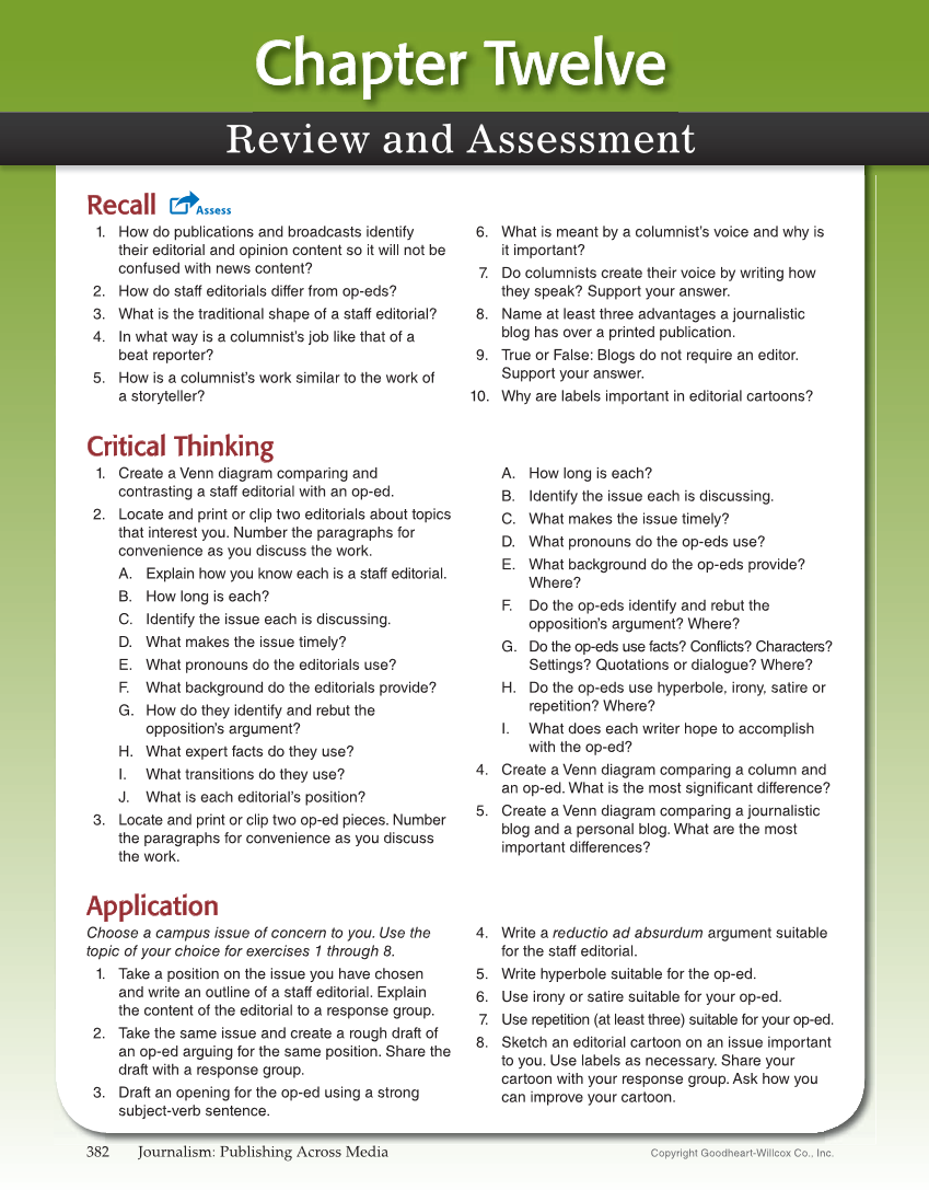 Journalism: Publishing Across Media, 2nd Edition page 382