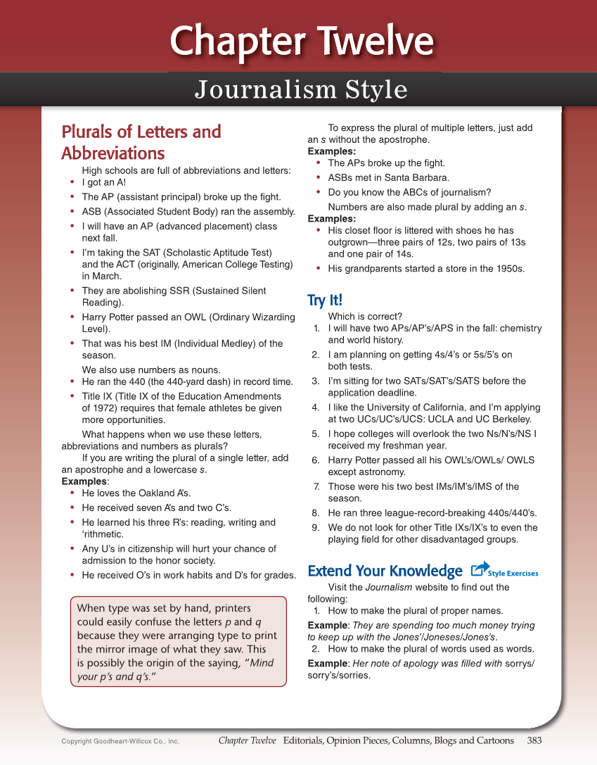 Journalism: Publishing Across Media, 2nd Edition page 383