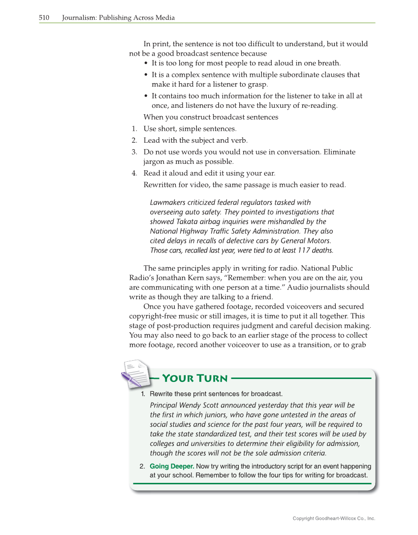 Journalism: Publishing Across Media, 2nd Edition page 510