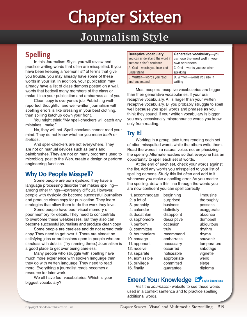 Journalism: Publishing Across Media, 2nd Edition page 519