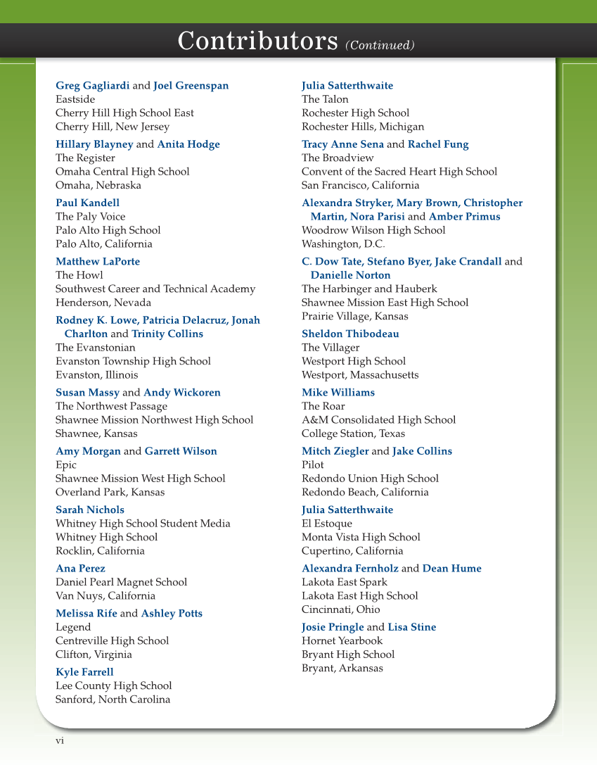 Journalism: Publishing Across Media, 2nd Edition page vi