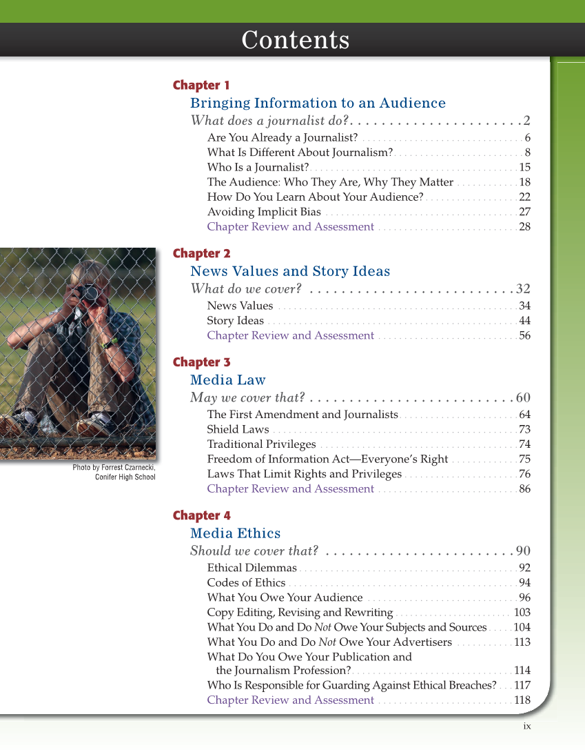 Journalism: Publishing Across Media, 2nd Edition page ix