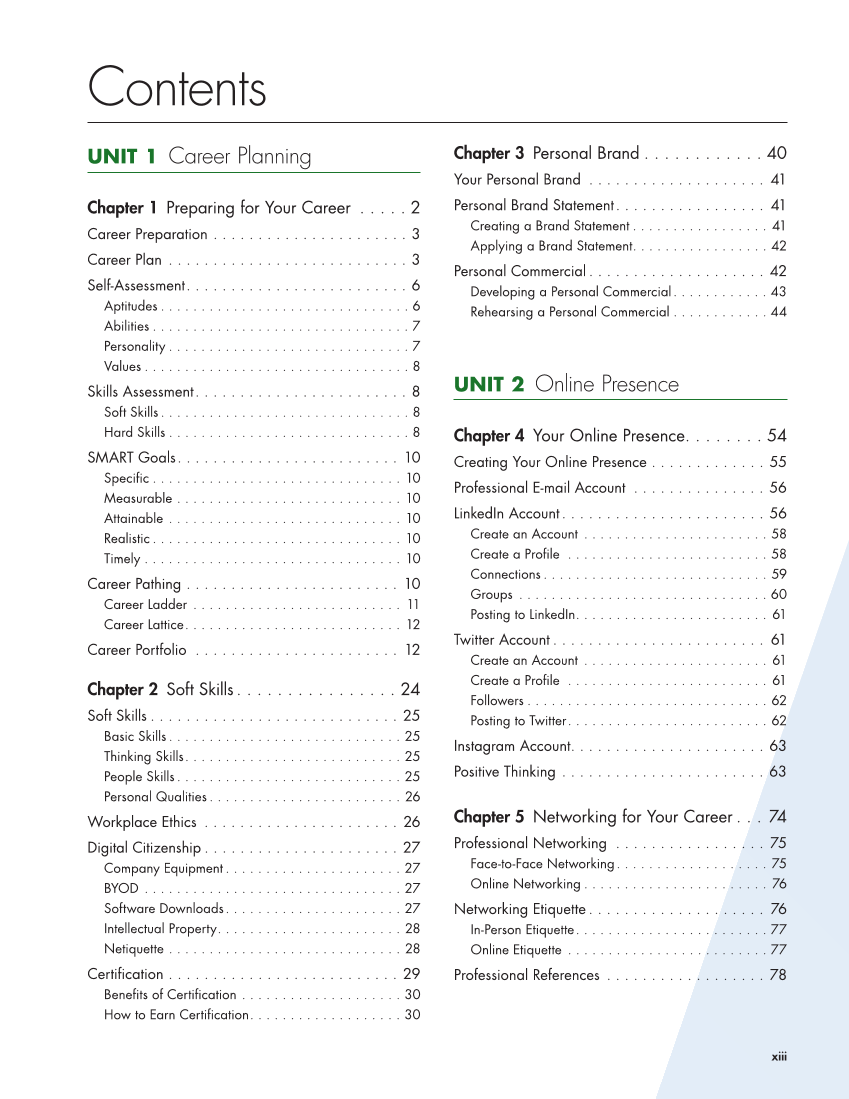 Connect to Your Career 3e page xiii