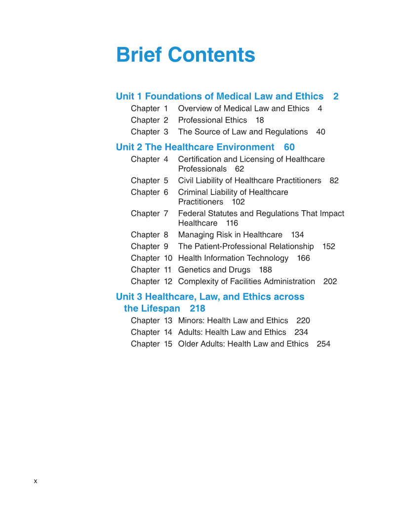 Medical Law & Professional Ethics 2e page x