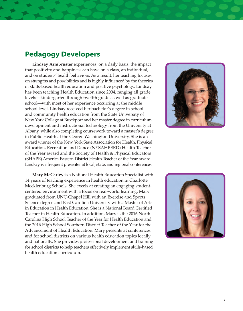 Human Sexuality to Accompany Essential Health Skills for Middle School 2e page v