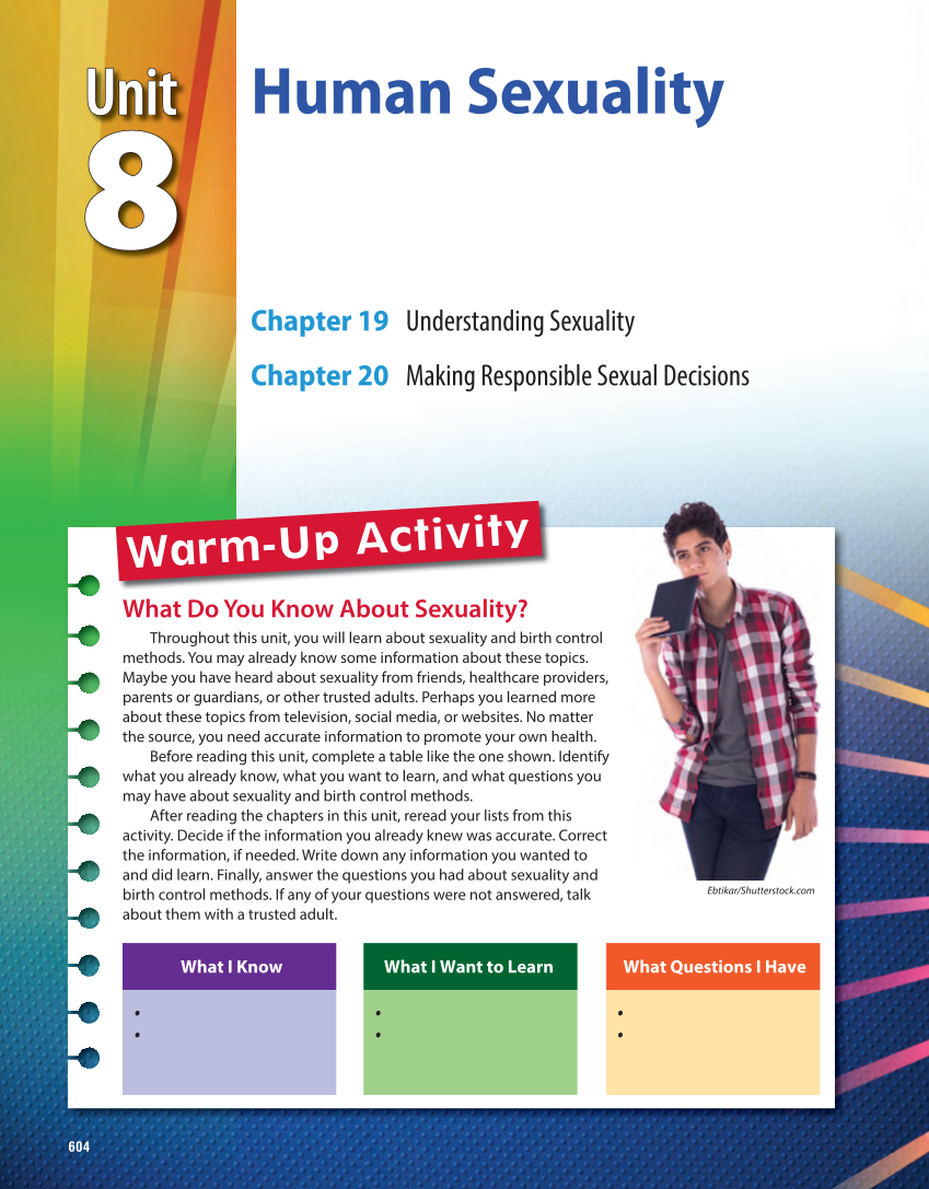 Human Sexuality to Accompany Essential Health Skills for Middle School 2e page 604