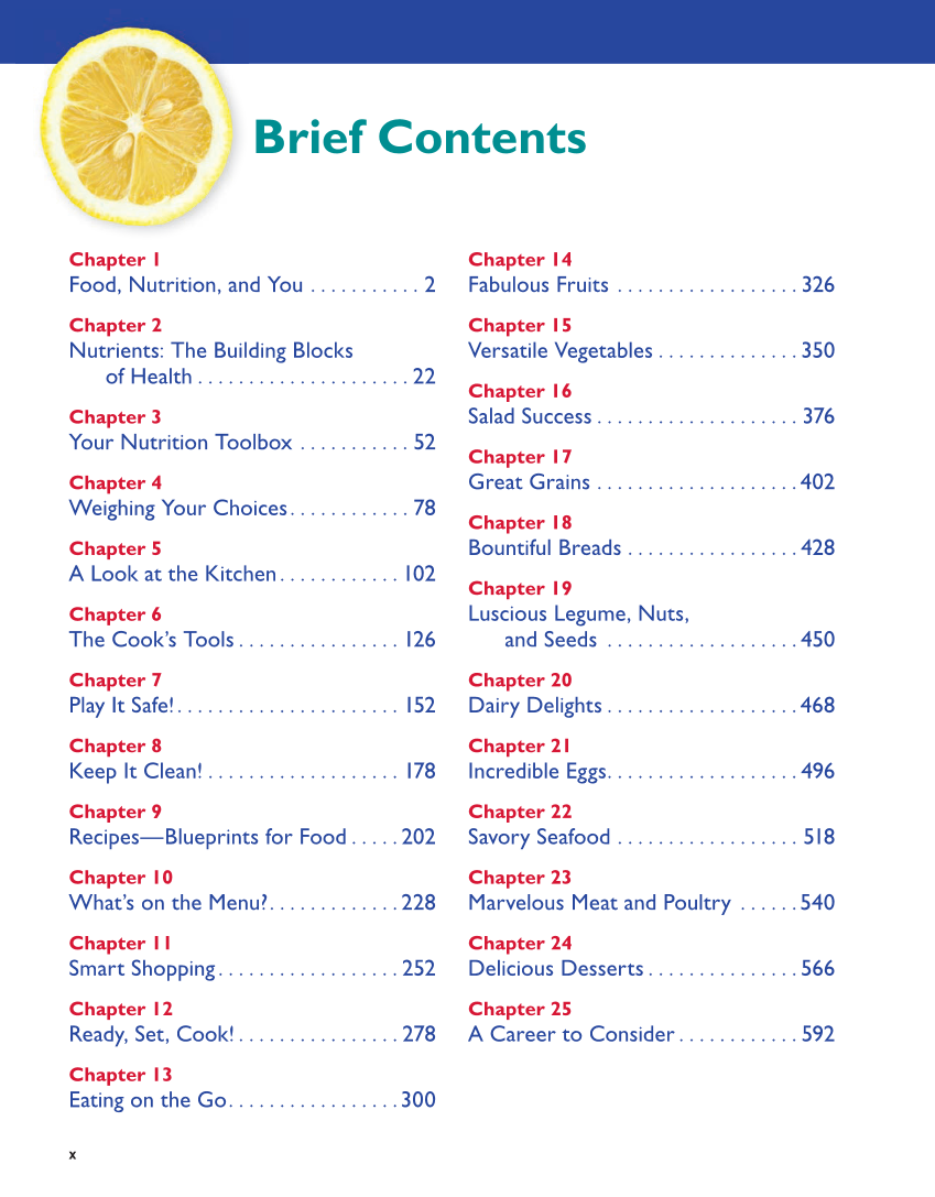 Adventures in Food and Nutrition 6e, Textbook page x
