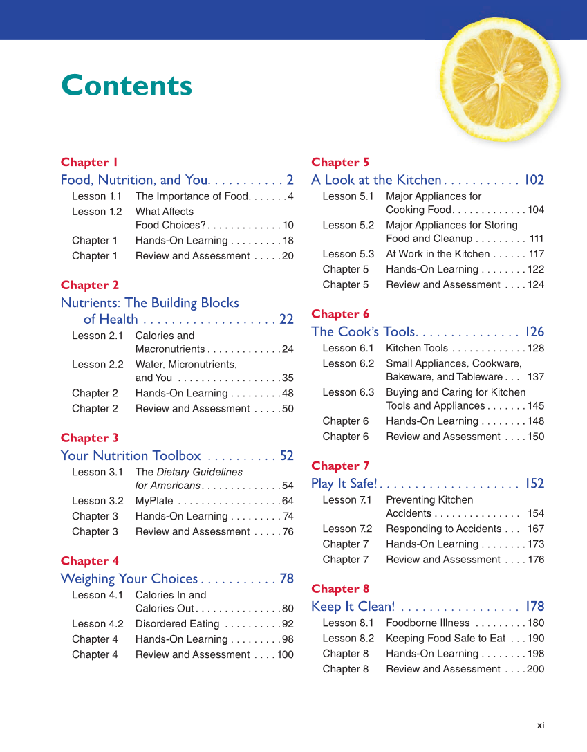Adventures in Food and Nutrition 6e, Textbook page xi