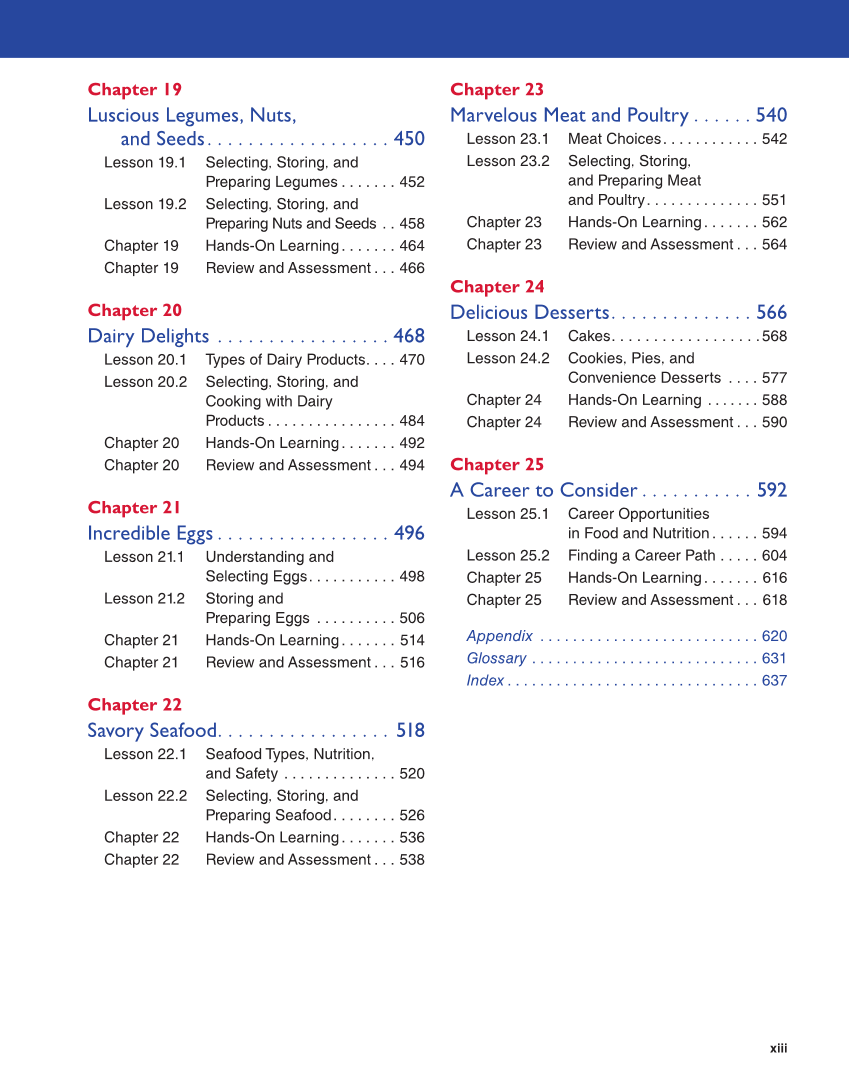 Adventures in Food and Nutrition 6e, Textbook page xiii