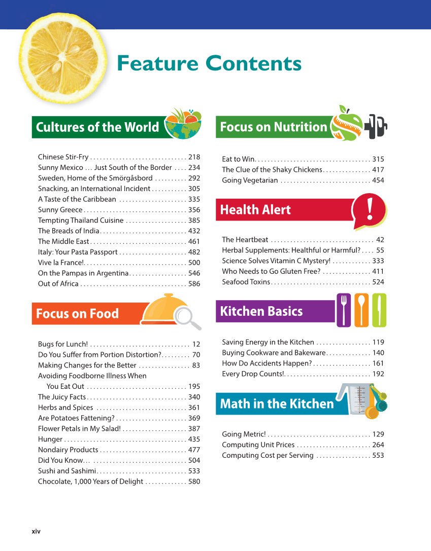 Adventures in Food and Nutrition 6e, Textbook page xiv