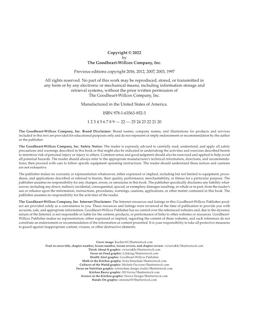 Adventures in Food and Nutrition 6e, Textbook page ii