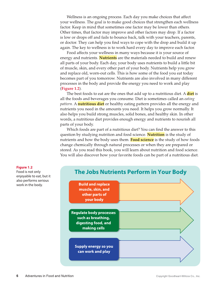 Adventures in Food and Nutrition 6e, Textbook page 6