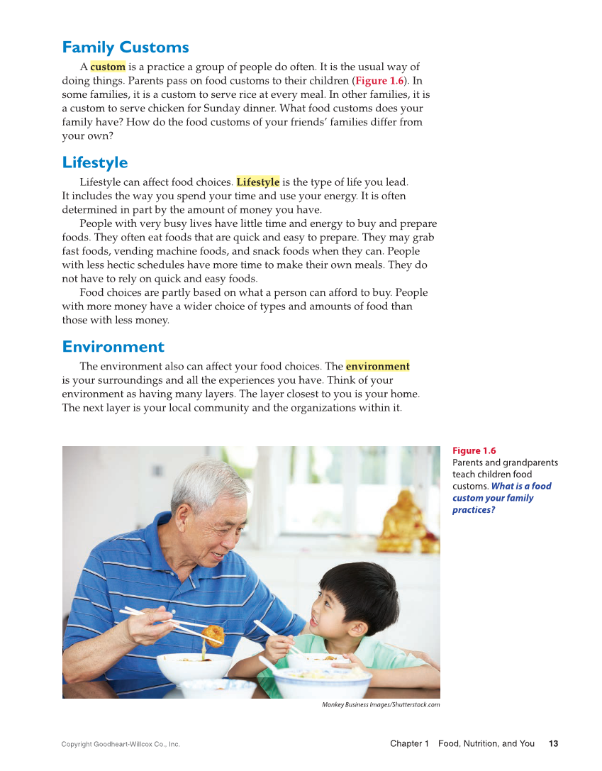 Adventures in Food and Nutrition 6e, Textbook page 13