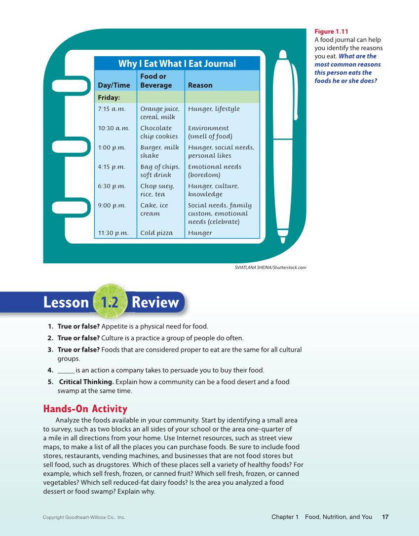 Adventures in Food and Nutrition 6e, Textbook page 17