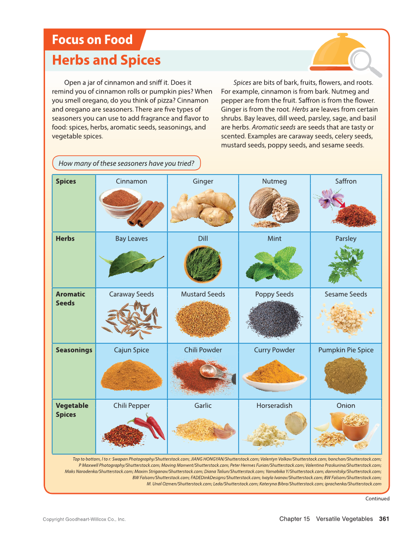 Adventures in Food and Nutrition 6e, Textbook page 361