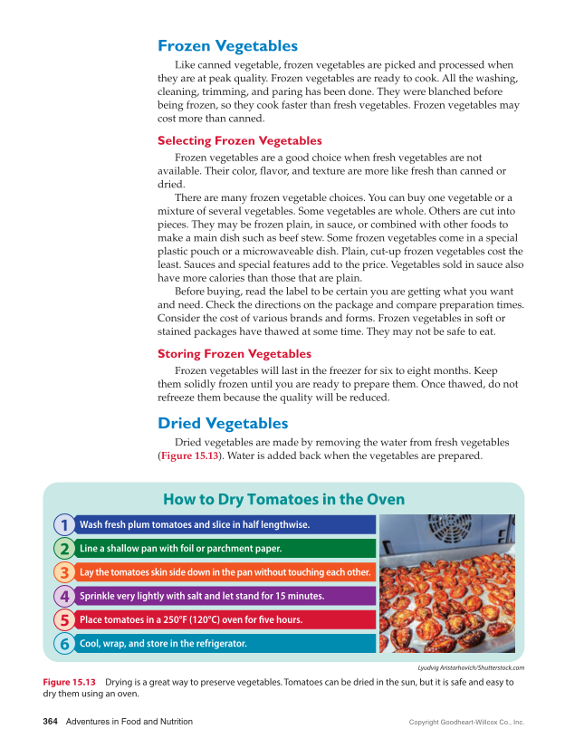 Adventures in Food and Nutrition 6e, Textbook page 364