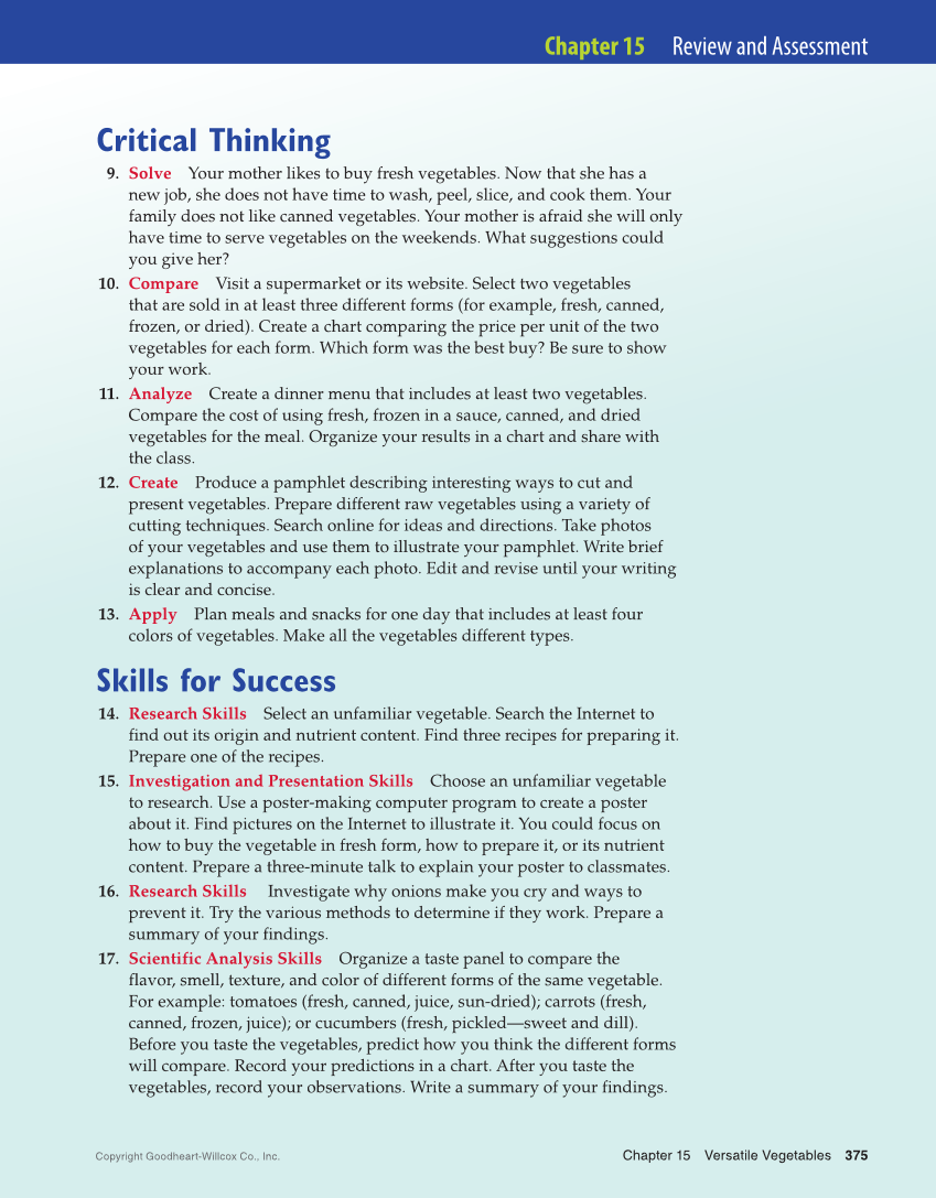 Adventures in Food and Nutrition 6e, Textbook page 375