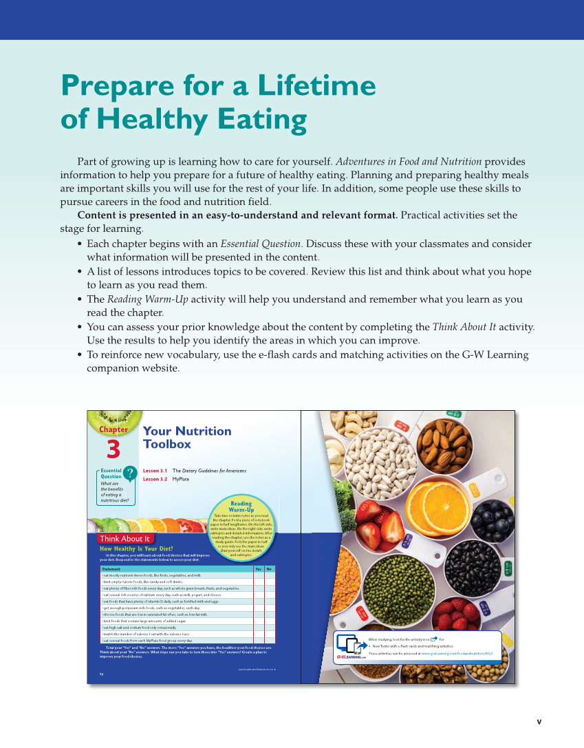 Adventures in Food and Nutrition 6e, Textbook page v