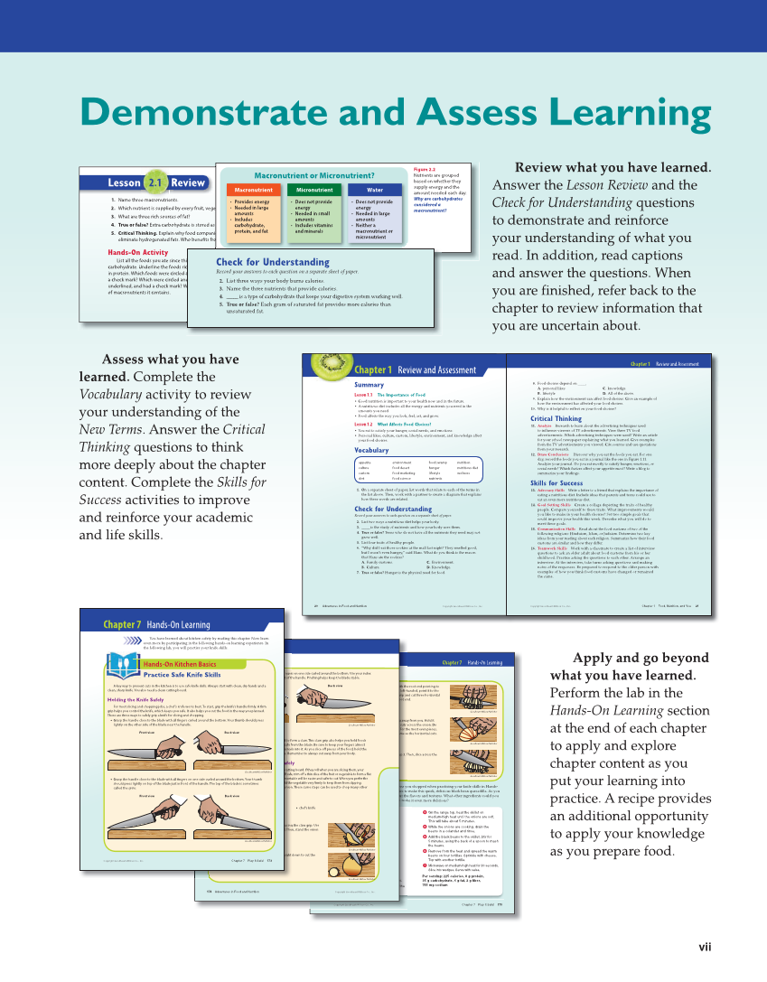 Adventures in Food and Nutrition 6e, Textbook page vii