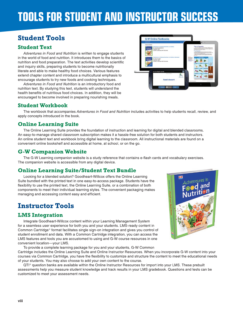 Adventures in Food and Nutrition 6e, Textbook page viii