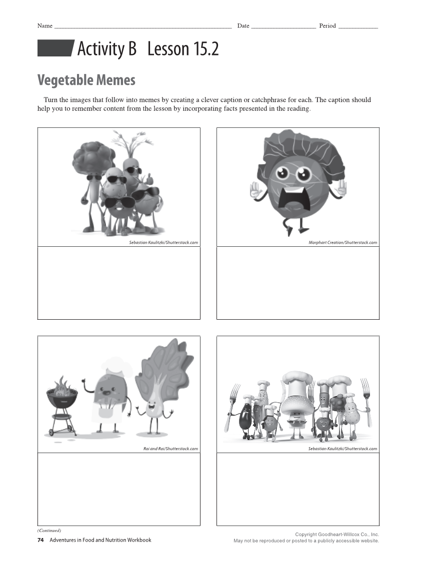 Adventures in Food and Nutrition 6e, Workbook page 74