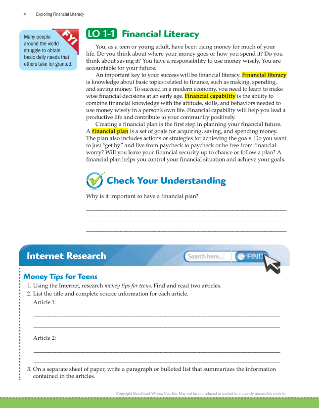 Exploring Financial Literacy, 2nd Edition page 4
